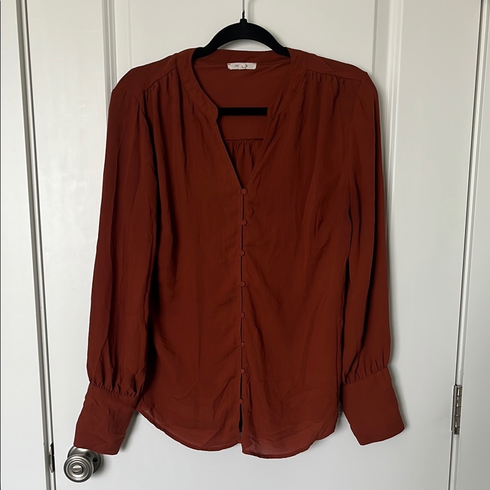 Maurices Rust Long Sleeve Blouse